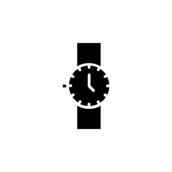 Horloge Polshorloge Klok Tijd Solid Icon Vector Illustratie Logo Template — Stockvector