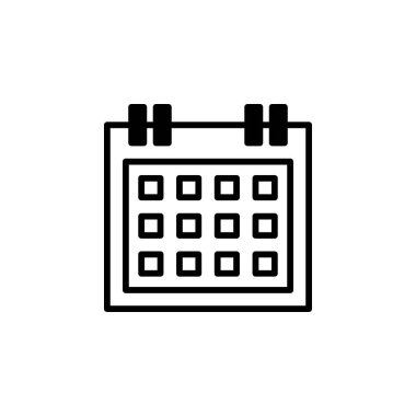 Takvim, Zamanlama, Tarih Katı Satır Simgesi Resmetme Logosu Şablonu. Birçok Amaç İçin Uygun.