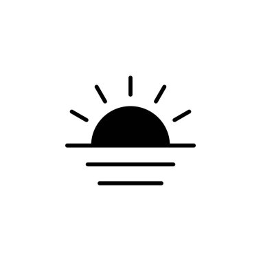 Sunrise, Sunset, Sun Solid Line Simge Vektör İllüstrasyon Logo Şablonu. Birçok Amaç İçin Uygun.