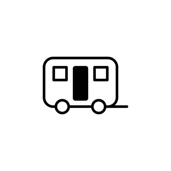 Caravan Camper Travel Solid Line Icon Vector Illustration Logo Template — стоковий вектор