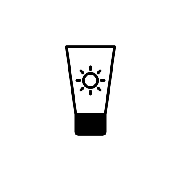 Sunblock Sunscreen Lotion Summer Solid Line Icon Vector Illustration Logo - Stok Vektor