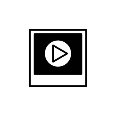 Video, Play, Film, Player, Movie Solid Line Icon Vector Illustration Logo Şablonu. Birçok Amaç İçin Uygun.