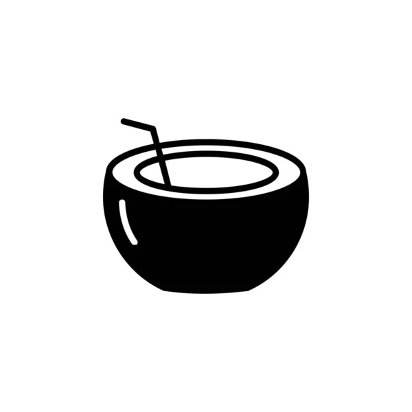 Hindistan cevizi İçeceği, Meyve Suyu Katı Hat Simgesi Vektör İllüstrasyon Logo Şablonu. Birçok Amaç İçin Uygun.