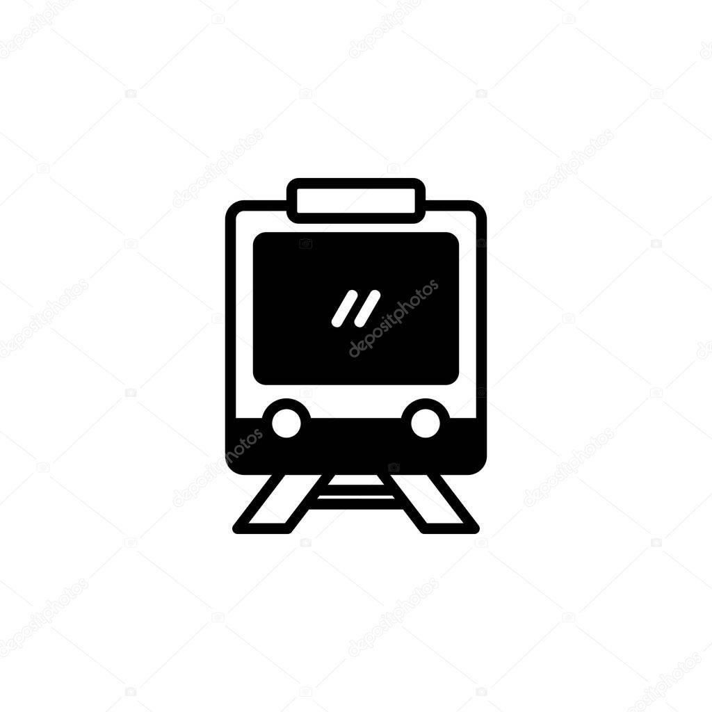 Train, Locomotive, Transport Solid Line Icon Vector Illustration Logo Template. Suitable For Many Purposes.