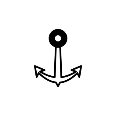 Anchor, Port Solid Line Simge Vektörü İllüstrasyon Logo Şablonu. Birçok Amaç İçin Uygun.