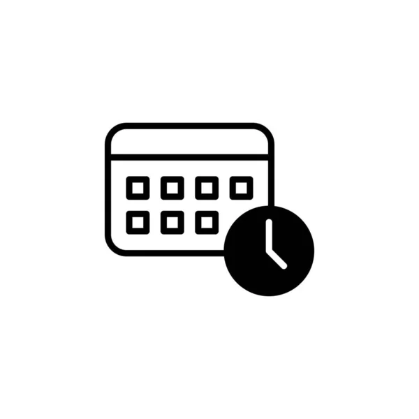 Calendario Horario Fecha Icono Línea Sólida Vector Illustration Logo Template — Vector de stock