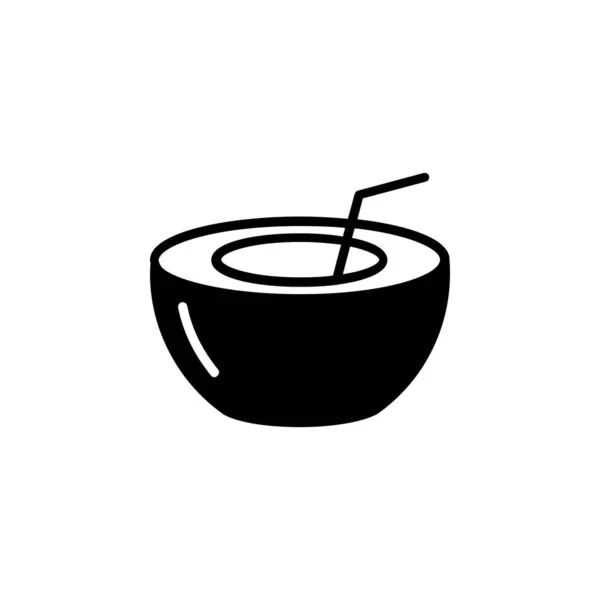 Кокосовий Напій Соки Тверда Лінія Іконка Векторна Ілюстрація Шаблон Логотипу — стоковий вектор