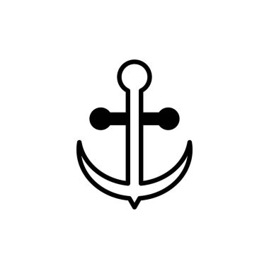 Anchor, Port Solid Line Simge Vektörü İllüstrasyon Logo Şablonu. Birçok Amaç İçin Uygun.