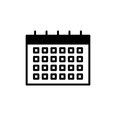 Takvim, Zamanlama, Tarih Katı Satır Simgesi Resmetme Logosu Şablonu. Birçok Amaç İçin Uygun.