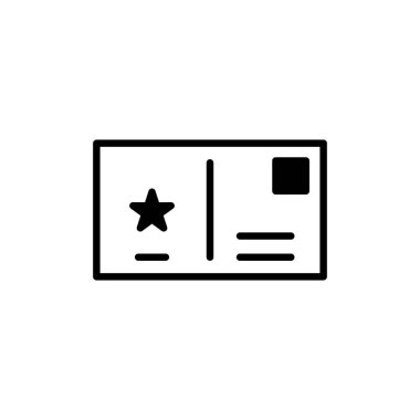 Posta, Mektup, Posta, Kartpostal Katı Satır Simgesi Tanıtım Logosu Şablonu. Birçok Amaç İçin Uygun.