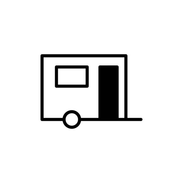 Caravan Camper Travel Solid Line Icon Vector Illustration Logo Template — Vettoriale Stock