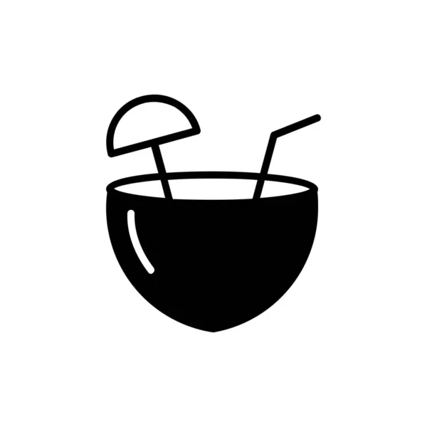 Boisson Noix Coco Modèle Logo Illustration Vectorielle Icône Ligne Solide — Image vectorielle