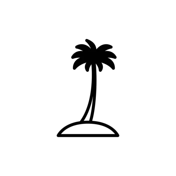 Palmiye Hindistan Cevizi Ağaç Ada Plaj Katı Çizgisi Simge Vektör — Stok Vektör