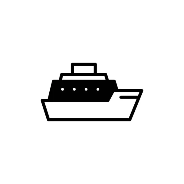 Nave Barca Barca Vela Solid Line Icon Vector Illustration Logo — Vettoriale Stock
