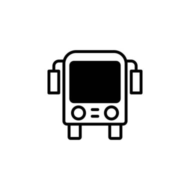 Otobüs, Autobus, Ulaştırma, Taşımacılık Katı Hat Simgesi Vektör İllüstrasyon Logo Şablonu. Birçok Amaç İçin Uygun.