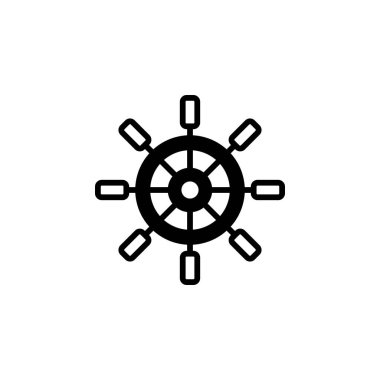 Dümen, Denizcilik, Gemi, Tekne Katı Çizgisi Simge Vektör Çizimi Logo Şablonu. Birçok Amaç İçin Uygun.