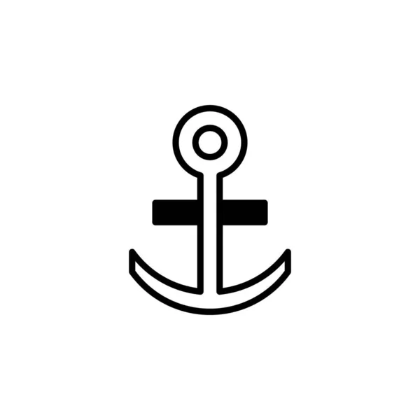 Anker Port Solid Line Icon Vector Illustratie Logo Template Geschikt — Stockvector