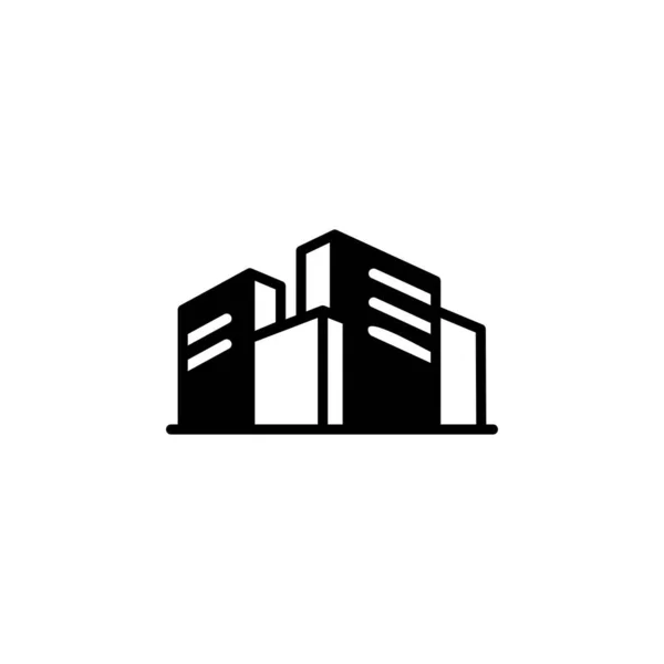 Cidade Cidade Urbano Solid Line Icon Vector Ilustração Logo Template —  Vetores de Stock