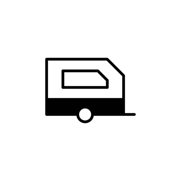 Caravana Camper Viagem Linha Sólida Ícone Vetor Ilustração Logotipo Modelo — Vetor de Stock