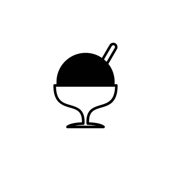 Ice Cream Dessert Sweet Solid Line Icon Vector Illustration Logo — 스톡 벡터