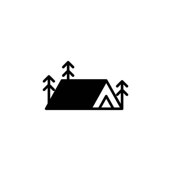 Modèle Logo Illustration Vectorielle Icône Ligne Solide Camp Tente Camping — Image vectorielle