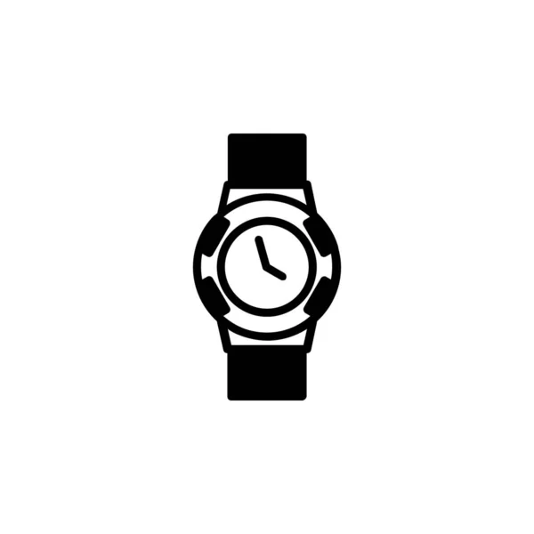 Watch Wristwatch Clock Time Solid Line Icon Vector Illustration Logo — Stock Vector