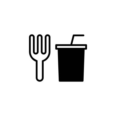 Restoran, Gıda, Mutfak Katı Hat Simge Vektör Çizimi Logo Şablonu. Birçok Amaç İçin Uygun.