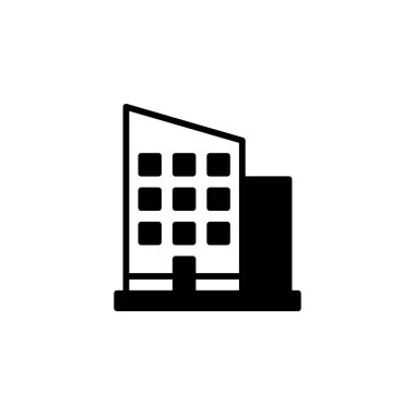 Otel, Daire, Townhouse, Residential Solid Line Icon Vector Illustration Logo Şablonu. Birçok Amaç İçin Uygun.