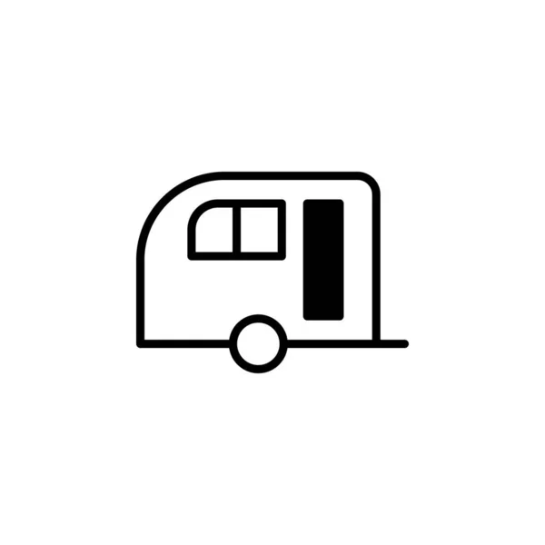 Caravan Camper Travel Solid Line Icon Vector Illustration Logo Template — Stock Vector