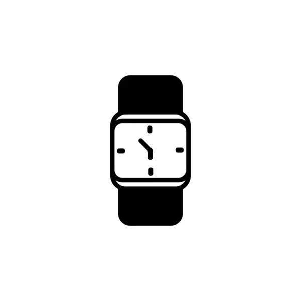 Reloj Reloj Pulsera Reloj Tiempo Línea Sólida Icono Vector Ilustración — Vector de stock