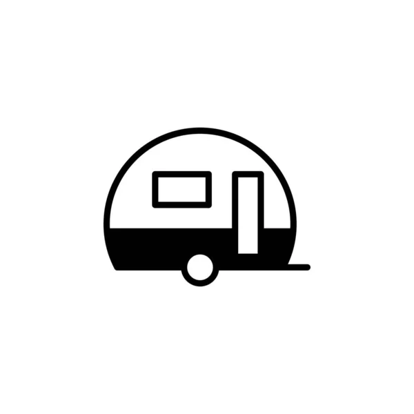 Caravan Camper Reizen Solid Line Icon Vector Illustratie Logo Template — Stockvector