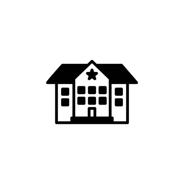 Hotel Apartamento Moradia Residencial Solid Line Icon Vector Ilustração Logo —  Vetores de Stock