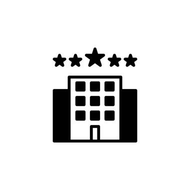 Otel, Daire, Townhouse, Residential Solid Line Icon Vector Illustration Logo Şablonu. Birçok Amaç İçin Uygun.