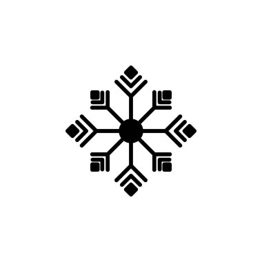 Kış, Kar Tanesi, Kar Tanesi Katı Hat Simgesi Vektör Çizimi Logo Şablonu. Birçok Amaç İçin Uygun.