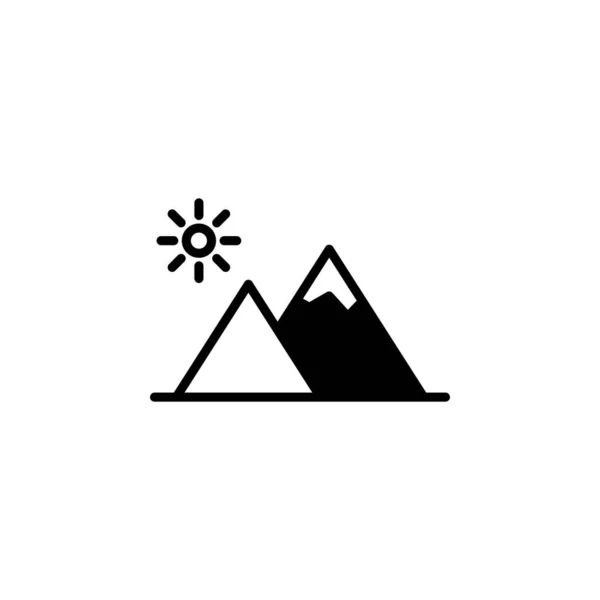 Mountain Hill Mount Peak Solid Line Icon Vector Illustration Logo — Stock Vector