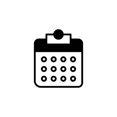 Takvim, Zamanlama, Tarih Katı Satır Simgesi Resmetme Logosu Şablonu. Birçok Amaç İçin Uygun.