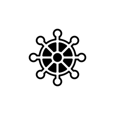 Dümen, Denizcilik, Gemi, Tekne Katı Çizgisi Simge Vektör Çizimi Logo Şablonu. Birçok Amaç İçin Uygun.