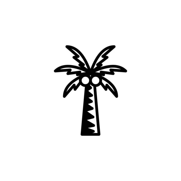 Palm Coconut Tree Island Beach Solid Line Icon Vector Illustration — Archivo Imágenes Vectoriales