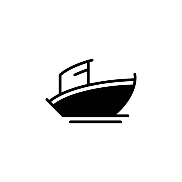 Modèle Logo Illustration Vectorielle Icône Ligne Solide Bateau Bateau Voilier — Image vectorielle