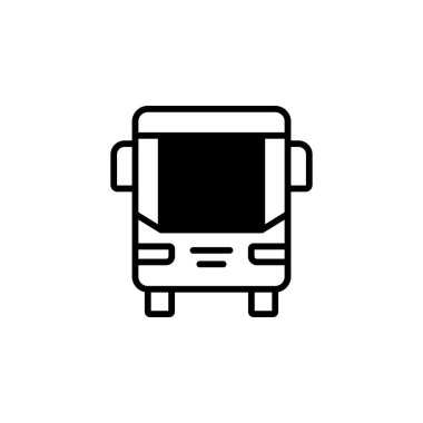 Otobüs, Autobus, Ulaştırma, Taşımacılık Katı Hat Simgesi Vektör İllüstrasyon Logo Şablonu. Birçok Amaç İçin Uygun.