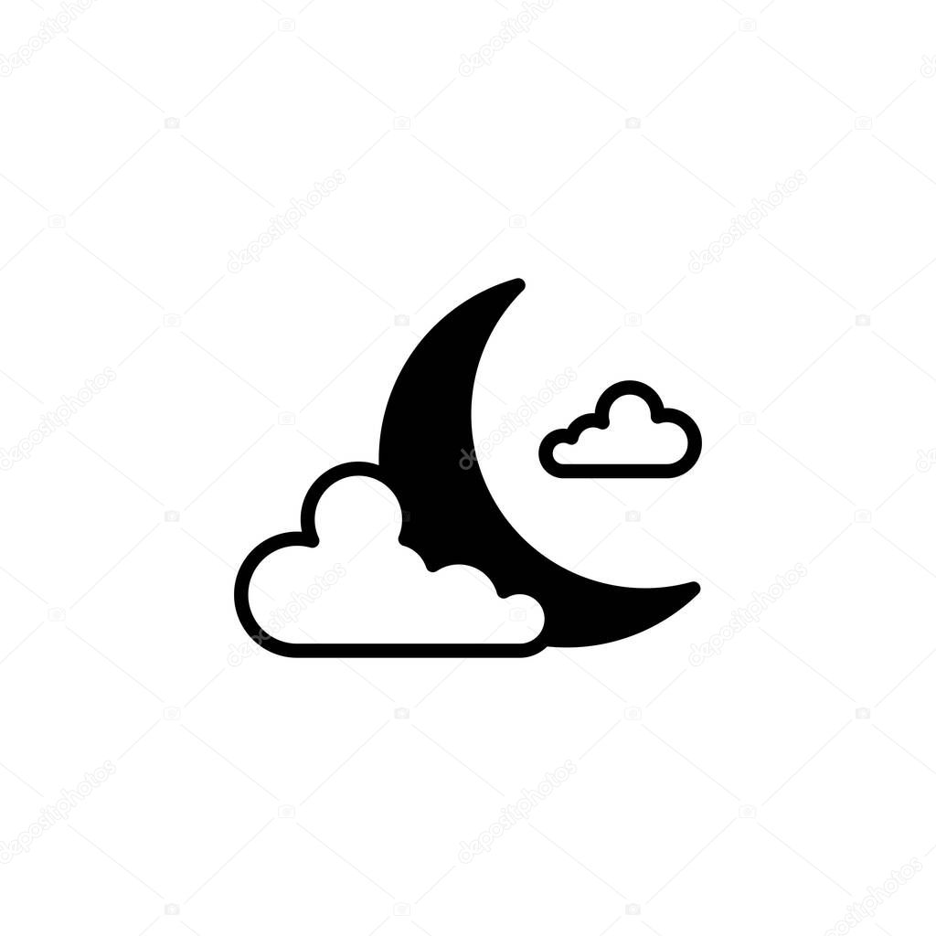 Moon, Night, Moonlight, Midnight Solid Line Icon Vector Illustration Logo Template. Suitable For Many Purposes.