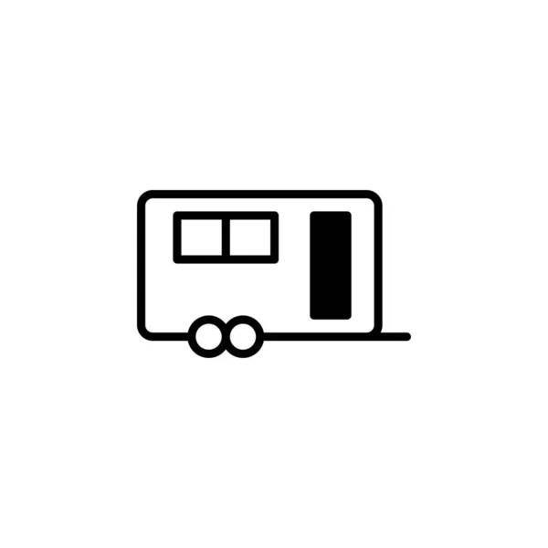 Camper Caravan Camping Vector Icon Thin Line Style Isolated Symbol — Stock Vector