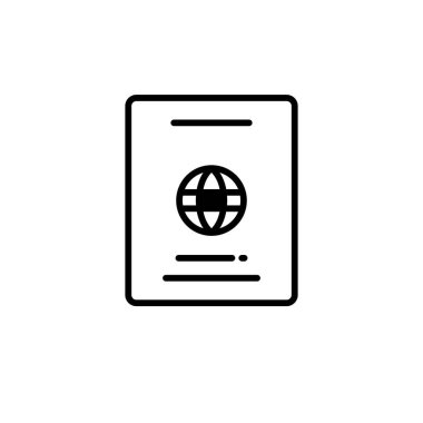 Pasaport simgesi vektörü beyaz arkaplanda izole edildi, seyahat şeffaf işareti, doğrusal konsept, ana hatlarda moda ögesi tasarımı