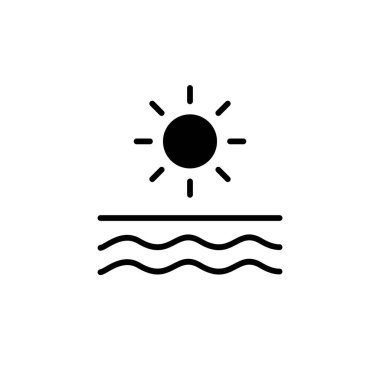 Beyaz arkaplanda izole edilmiş güneş ikonu vektörü, plaj şeffaf işareti