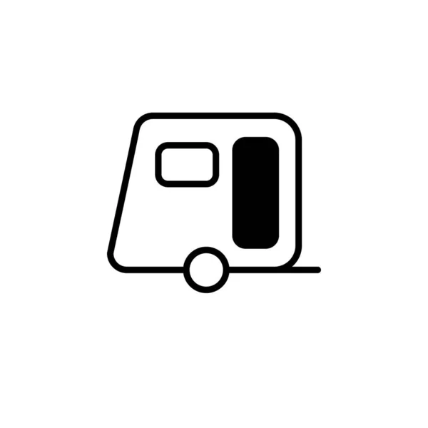 Camper Caravan Icon Vector Thin Line Sign Isolated Contour Symbol — Stock Vector