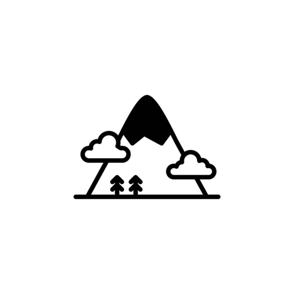 Berg Ikone Flachen Stil Waldvektorillustration Auf Weißem Isoliertem Hintergrund Naturkonzept — Stockvektor