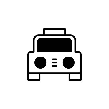 Web ve mobil uygulama tasarımınız için beyaz arkaplanda izole edilmiş taksi simgesi vektörü, polis logosu kavramı