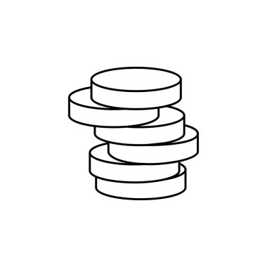 Bozuk para ikon vektörü yığını. İnce çizgi işareti. izole edilmiş sınır sembolü çizimi