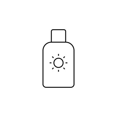 Beyaz arkaplanda izole edilmiş güneş kremi simgesi vektörü, losyon şeffaf işareti