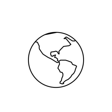 Dünya gezegeni ikonu. dünya internet ağı ve web arayüzü. arkaplanda izole